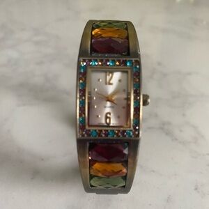 Avon Autumnal Jewel Tone Hinge Cuff Watch